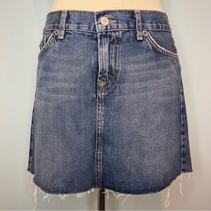 Lucky Brand Dungarees Vintage Y2K Frayed Hem Mini Denim Jean Skirt Size 8